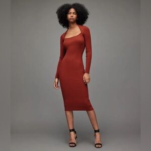 ALLSAINTS Rea Ribbed Midi Dress